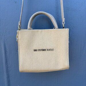 Brandon Blackwood "End Systemic Racism" Beige Mini Purse